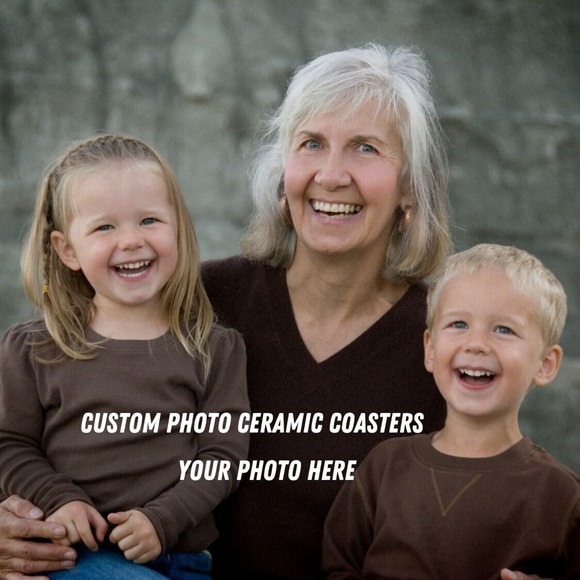 Customized Photo Ceramic Coasters SET OF 4, Photo of Kids Pets Your Custom Gift - Picture 5 of 5